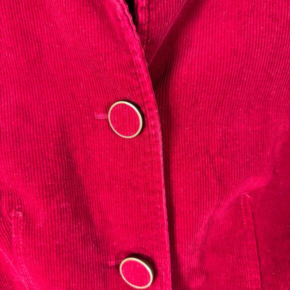 Talbots Corduroy Blazer Jacket Women's 2 Red Office Career Boho Colorful Indie - Picture 2 of 9